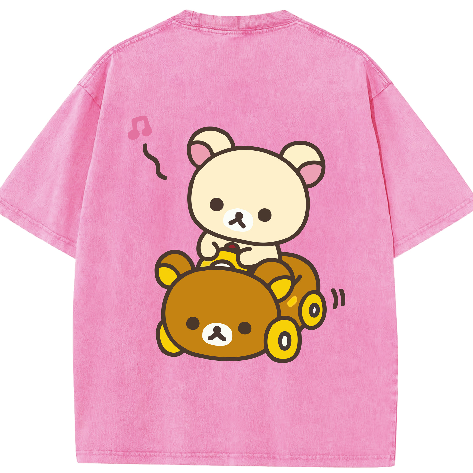 （画像用） リラックマ リラックマ キイロイトリ Rilakkuma Korilakkuma Kiiroitori 綿100% ヴィンテージ風 半袖Tシャツ（背面プリント）